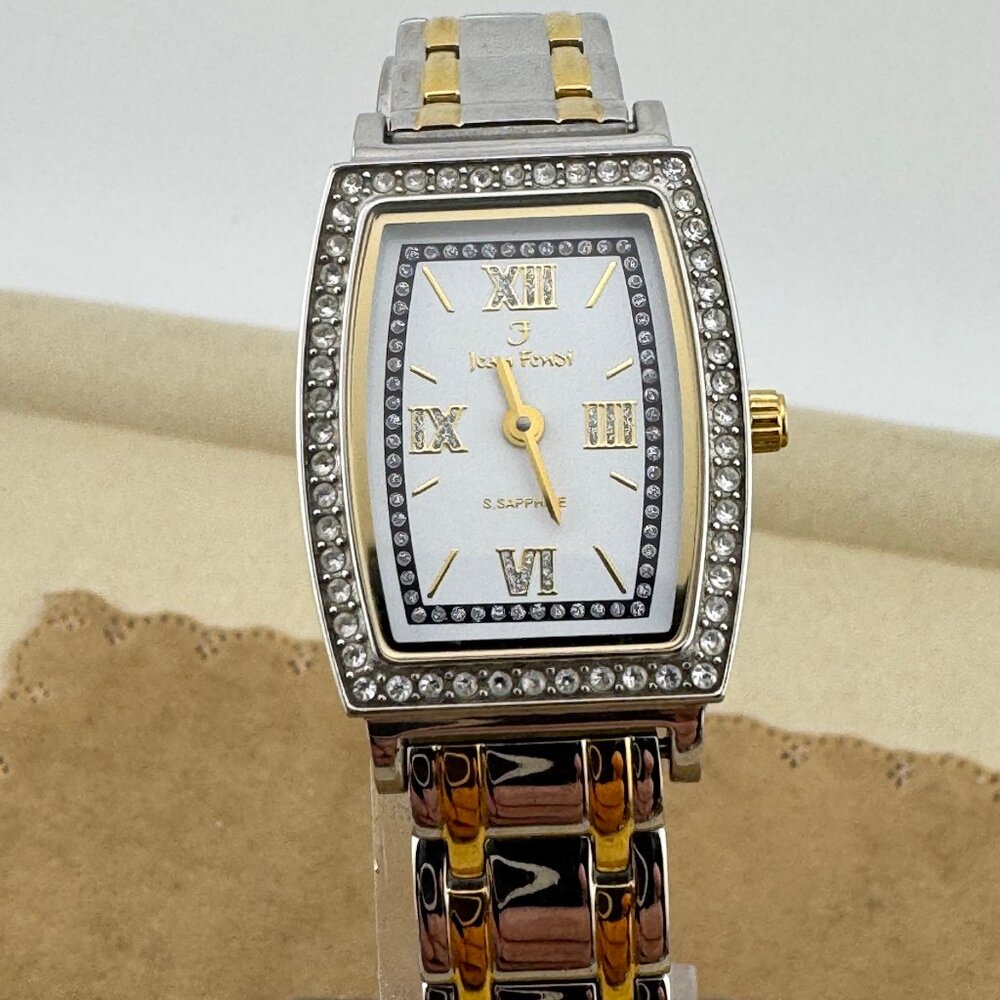 Vintage Jean Fendi Gold and Stainless Steel Crystal Bezel Swiss Made Watch